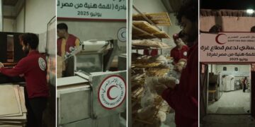 الهلال الأحمر المصري يدفع بقوافل «زاد العزة» محملة بالخبز الطازج إلى غزة