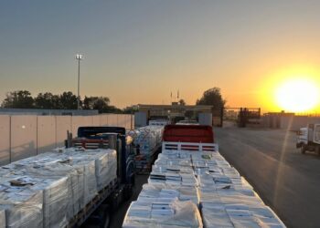 الهلال الأحمر المصري يدفع بـ 2300 طن مساعدات غذائية وطبية في قافلة «زاد العزة» الـ 19 إلى غزة