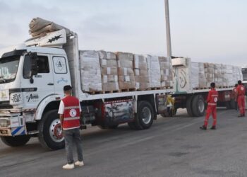 الهلال الأحمر المصري يدفع نحو 220 شاحنة في قافلة «زاد العزة» الـ 15 إلى غزة