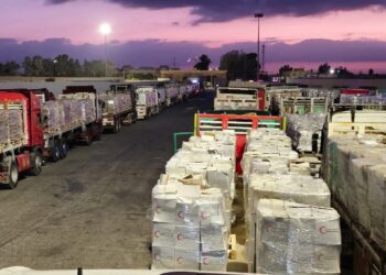 الهلال الأحمر المصري يطلق قافلة «زاد العزة» الـ36 إلى غزة بحمولة 3200 طن مساعدات غذائية
