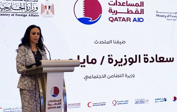 وزيرة التضامن تشهد احتفالية التعاون المصري القطري لتلبية الاحتياجات الإنسانية العاجلة بغزة