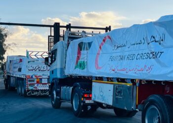 الهلال الأحمر يدفع بـ 400 شاحنة تحمل 9700 طن مساعدات إنسانية وبترولية عبر قافلة «زاد العزة» الـ 50
